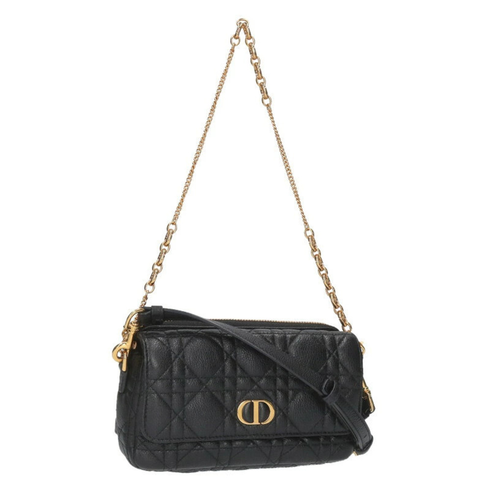 Christian Dior Caro Quilted Shoulder Bag Black